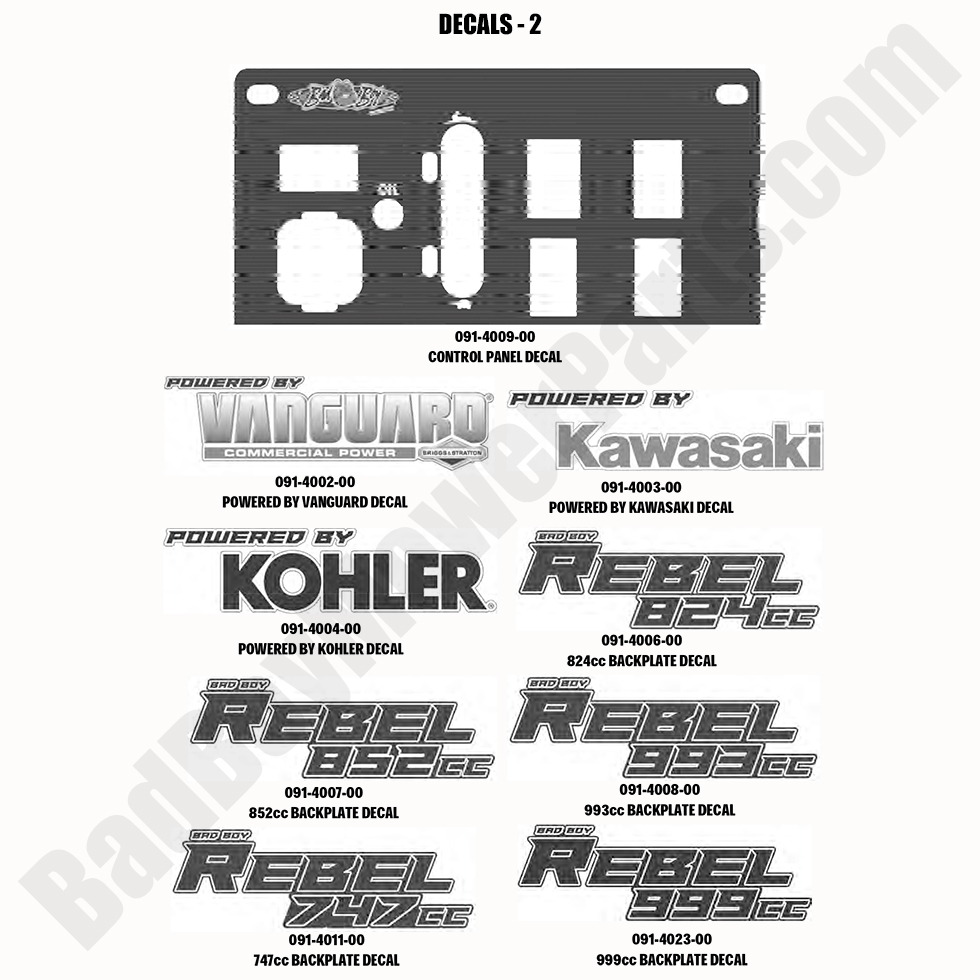 2283 - Bad Boy Mower Parts Lookup > 2020 > Rebel > Decals - 2